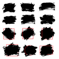 Wall Mural - black brush strock, grunge black paint stripe text boxes for banner.