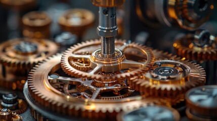 Sticker - Close-up of Intricate Gears in a Mechanical Device