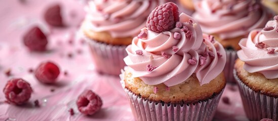 Sticker - Raspberry Cupcakes with Delicate Pink Frosting