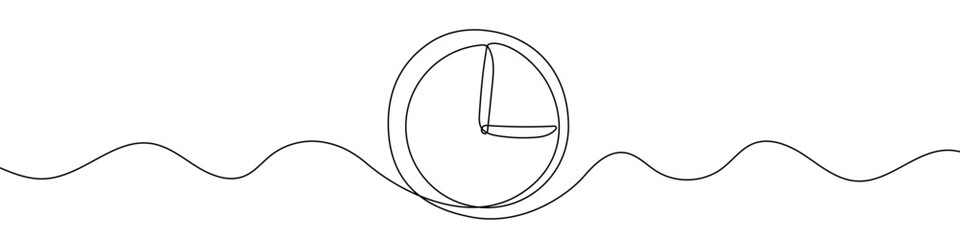 Canvas Print - continuous editable line drawing of clock. one line drawing of clock icon. vector illustration. cloc