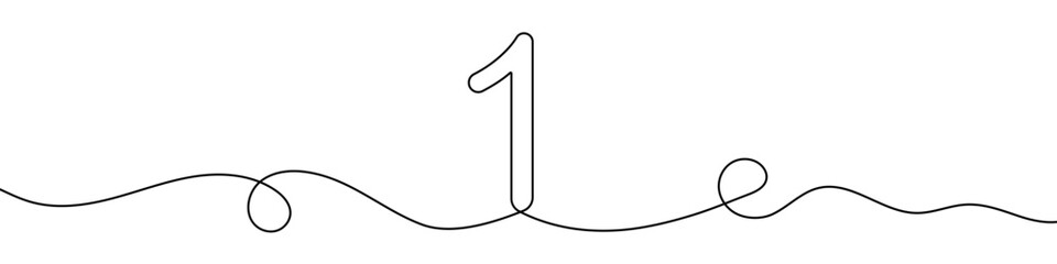Wall Mural - continuous editable line drawing of number 1. one line drawing of number 1 icon. vector illustration