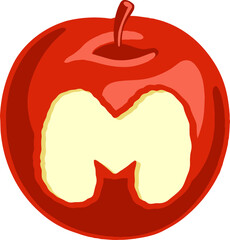 Red Apple Letter Alphabet Vector Element