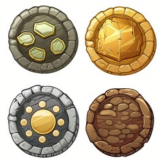 Sticker - Set of coins for game, on white background. Icons for game