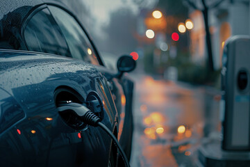 electric car at charging station