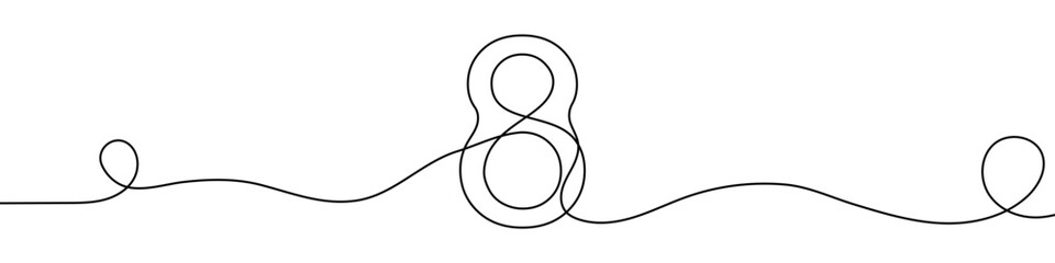 Wall Mural - continuous editable line drawing of number 8. one line drawing of number 8 icon. vector illustration