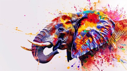 Wall Mural - Elephant in a Splash of Colors