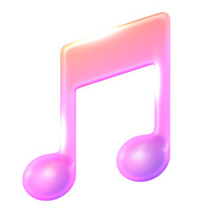 Sticker - Music note png icon sticker, 3D rendering, transparent background