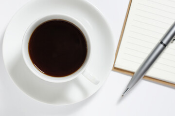 Poster - Coffee and notebook with pen