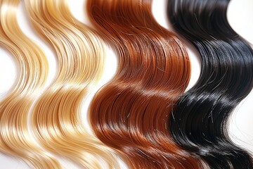 Canvas Print - A row of hair with different colors, including blonde, brown, and black