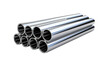 © Masood - A Stack of Shiny Steel Tubes Reflecting Light in a Warehouse on a Clear PNG or White Background.