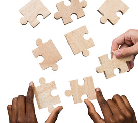 Poster - Png Hands holding puzzle mockup business problem solving concept