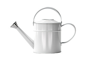 A Pristine White Watering Can Ready To Nourish Plants on a Clear PNG or White Background.