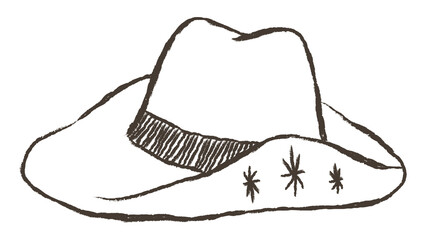 Canvas Print - Png cowboy hat logo hand drawn illustration