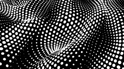 Poster - Abstract Black and White Polka Dot Pattern