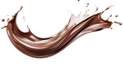 Wall Mural - tempting twisted chocolate splash - 3d digital art top view over transparent background