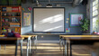 © GulArt - Empty modern school classroom with blackboard