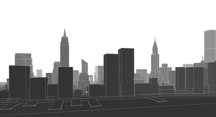  modern city panorama 3d illustration