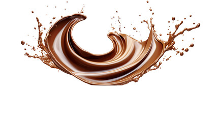 Wall Mural - sweet chocolate milk spiral splash on transparent background - top view digital art 3d | flat lay cu