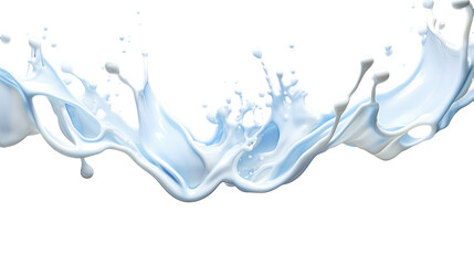 Wall Mural - milky flow and splash isolated on blue - top view digital art 3d render with transparent background 