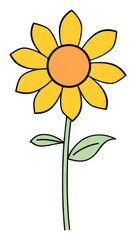 Canvas Print - PNG Sunflower cartoon drawing sketch.