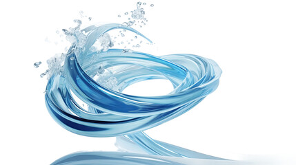 Wall Mural - twisted water vortex splash on transparent background - top view 3d digital art