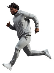 Canvas Print - PNG Man running in sports outfit jumping adult determination.