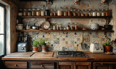 Rustic kitchen with an empty cookie jar