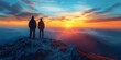 © PRI - Hikers Enjoying a Stunning Sunset from a Mountain Top