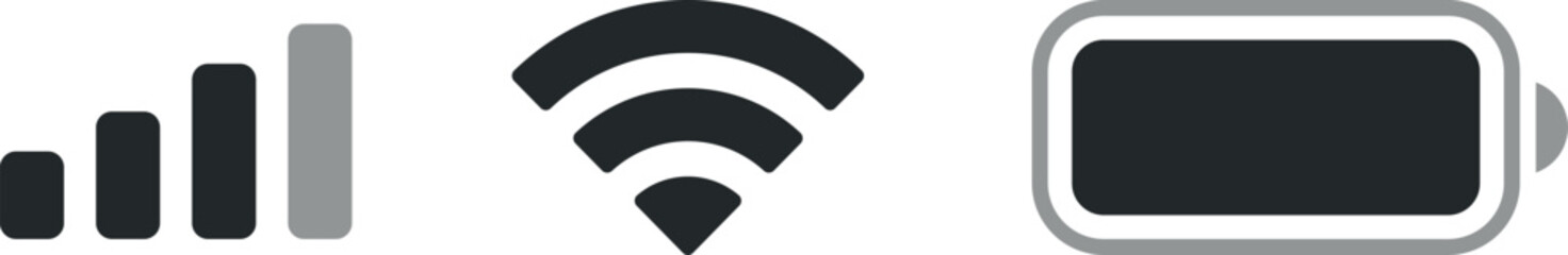 Wall Mural - cellular signal, wifi, battery icon for iphone and android phone. status bar symbol for smartphone m