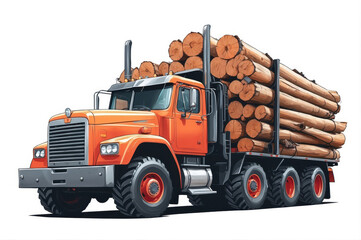 logging truck vector style