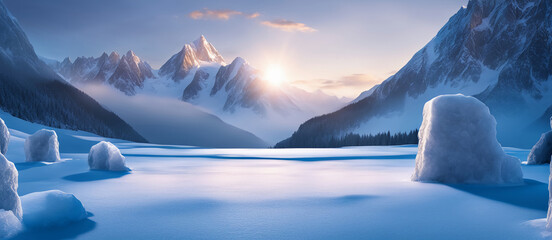 Wall Mural - ice background podium cold winter snow product platform floor frozen mountain iceberg.podium glacier