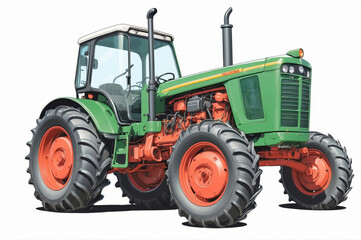 tractor isolated on white, vector art style