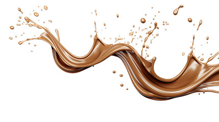 Wall Mural - decadent chocolate splash isolated on white background - top view 3d render with transparent cutout 