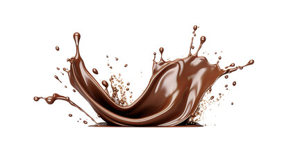 Wall Mural - delicious chocolate splash cocoa in 3d isolated on white background - top view flat lay png digital 