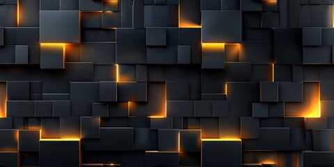 Abstract Black and Gold Cube Wall