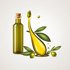 Wall Mural - olive oil and olives  icon, vector style, white isolated background