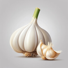 Wall Mural - garlic icon, vector style, white isolated background,