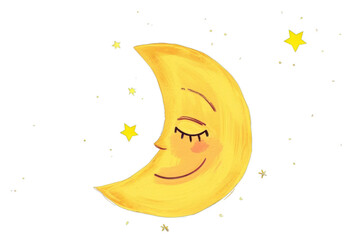 Sticker - PNG Cute moon illustration astronomy outdoors produce.