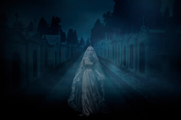 Poster - Bride ghost from an old cemetery