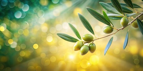 Wall Mural - Serene olive branch backdrop with soft bokeh light, serene, olive branch, backdrop, soft, bokeh light, peaceful, tranquil, nature