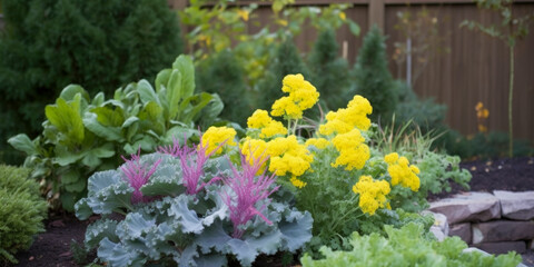 Wall Mural - Close up of Kale in the Garden