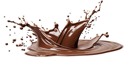 Wall Mural - indulgent chocolate pouring and splashing isolated on white - 3d render with transparent background 