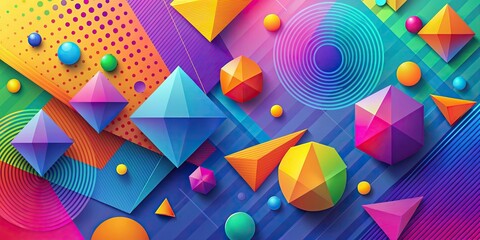 Wall Mural - Colorful abstract background with geometric shapes , vibrant, colorful, geometric, abstract, shapes, pattern, design, artistic