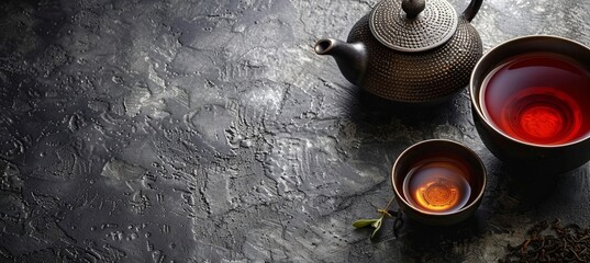 Canvas Print - Black Tea with Earl Grey and Bergamot: Illustrate black tea infused with Earl Grey and bergamot in a traditional Chinese