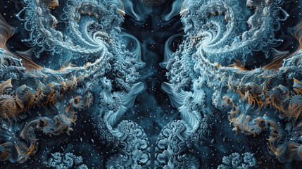 Wall Mural - abstract fractal patterns background with intricate blue color