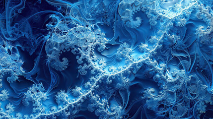 Wall Mural - abstract fractal patterns background with intricate blue color