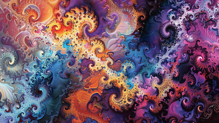 Wall Mural - abstract fractal patterns background with intricate colorful
