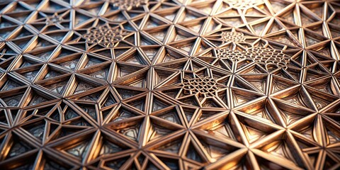 Wall Mural - Abstract metallic surface with intricate geometric patterns created using additive manufacturing technique ,  printing