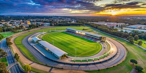 Wall Mural - Aerial view of Racing Club stadium at dusk, Racing Club, stadium, Avellaneda, aerial view, dusk, sports, soccer