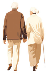 Poster - png senior couple walking together adult togetherness architecture.